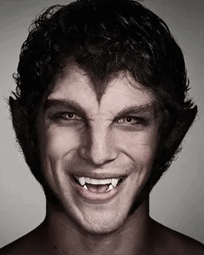 Man in Werewolf Costume Smiling Close Up
