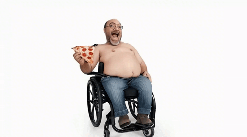 Man In Wheelchair Eating Pizza GIF