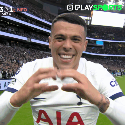 Man in White AIA Jersey Making Heart with Hands