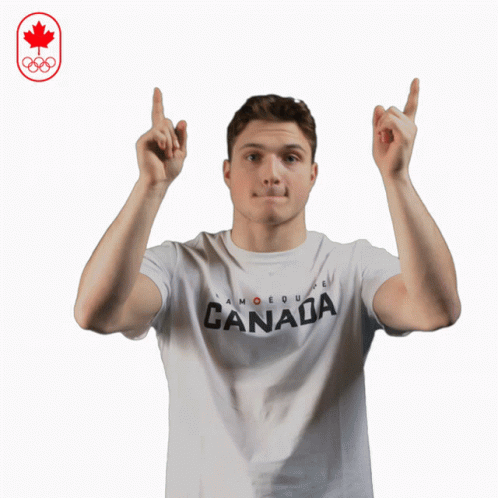 Man in White Canada T-Shirt Making Funny Face