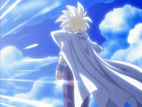Man in White Cape in Front of Blue Sky