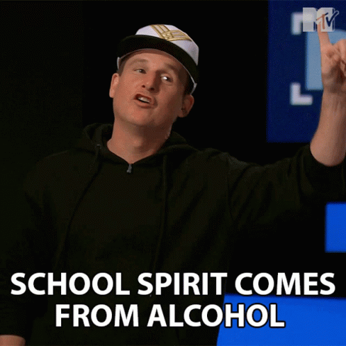 Man in White Hat and Black Hoodie School Spirit Comes From Alcohol