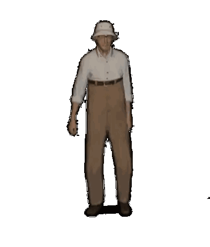 Man in White Hat and Brown Pants