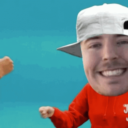 Man in White Hat and Red J Sweatshirt Smiling