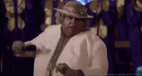 Man In White Hat Dancing With Purple Suits GIF