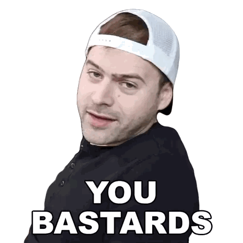 Man in White Hat Saying You Bastards