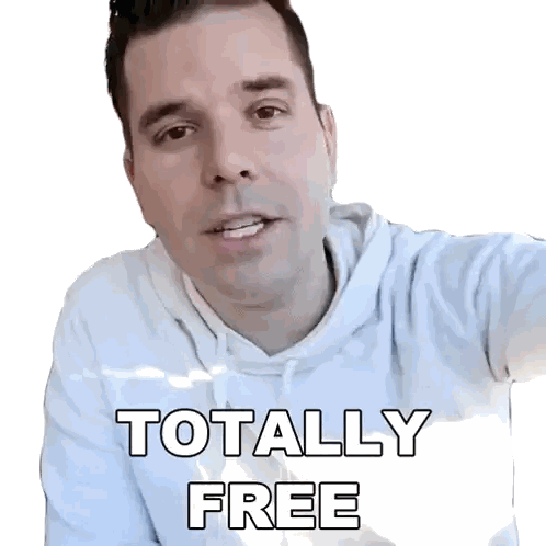 Man in White Hoodie with Totally Free on Face