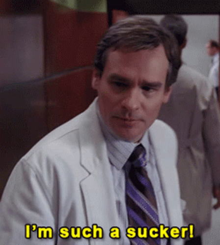 Man In White Jacket And Tie Saying I'm Such A Sucker GIF