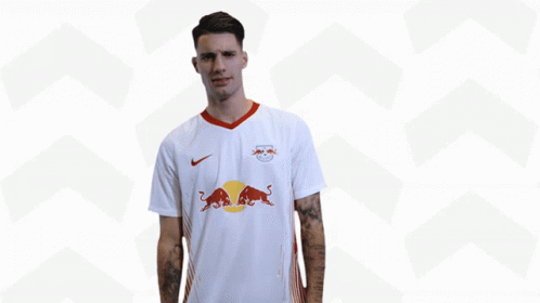 Man in White Jersey With Red Bulls