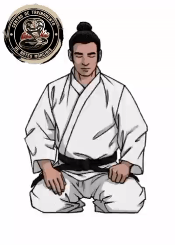 Man In White Karate Uniform Kneeling GIF