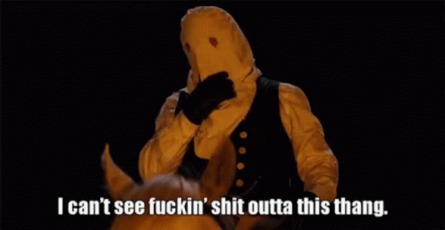 Man in White Mask Riding Horse Says I Can't See Fuckin Shit Outta This Hang