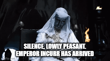 Man In White Robe Sitting Says Silence Lowly Peasant GIF