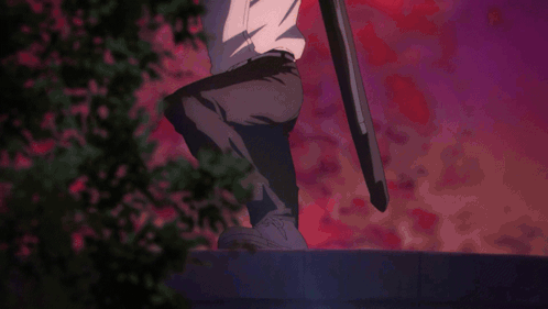 Man In White Shirt And Black Pants Holding Sword GIF