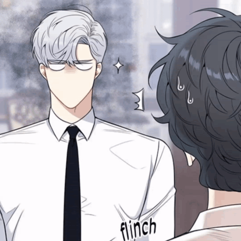 Man In White Shirt And Black Tie With Flinch On Shirt GIF