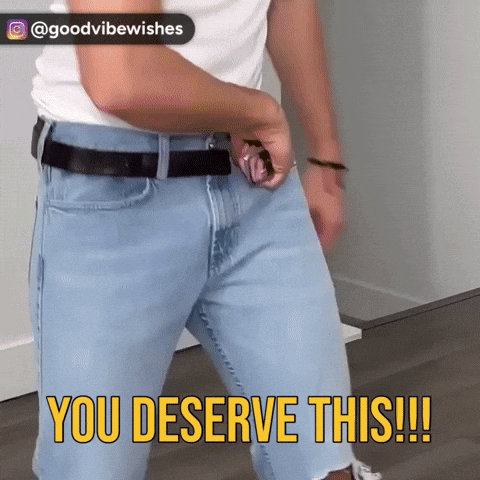 Man In White Shirt And Blue Jeans Says You Deserve This GIF