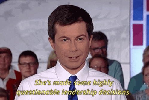 Man In White Shirt And Blue Tie Saying She's Made Highly Questionable Leadership Decisions GIF