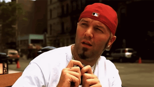 Man In White Shirt And Red MLB Hat GIF