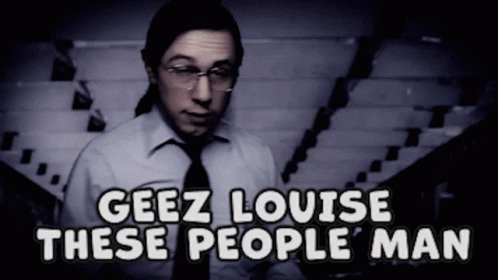 Man In White Shirt And Tie Says Geez Louise GIF