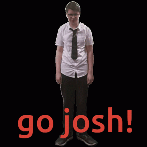 Man in White Shirt and Tie Says Go Josh in Red