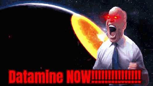 Man in White Shirt and Tie Screaming in Front of Planet