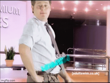 Man in White Shirt and Tie With Adultswim.co.uk Sign
