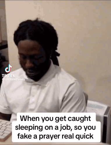 Man In White Shirt At Desk GIF