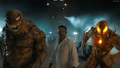 Man In White Shirt Confronting Two Monsters Kepler GIF