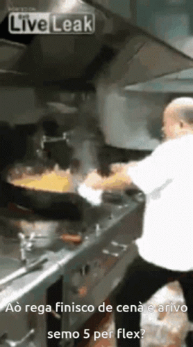 Man In White Shirt Cooking Live Leak GIF