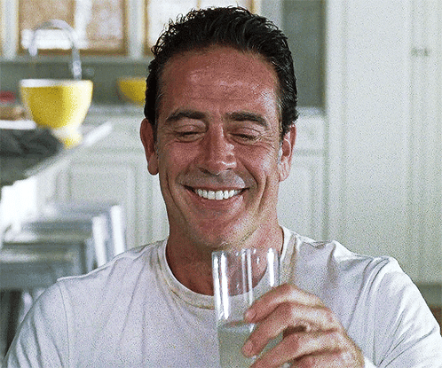 Man In White Shirt Drinking Water Smiling GIF