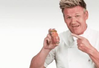 Man In White Shirt Pointing At Food GIF