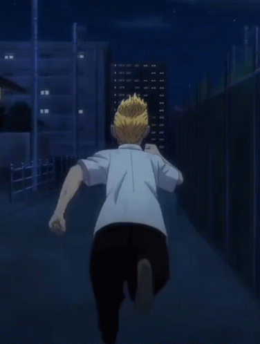 Man In White Shirt Running In Dark Alley GIF