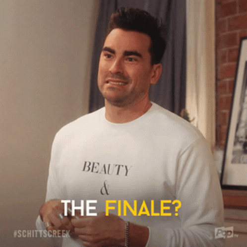 Man In White Shirt Saying Beauty And The Finale GIF
