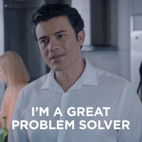 Man in White Shirt Saying I'm a Great Problem Solver