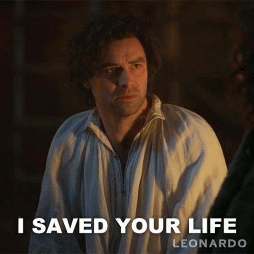 Man in White Shirt Saying I Saved Your Life