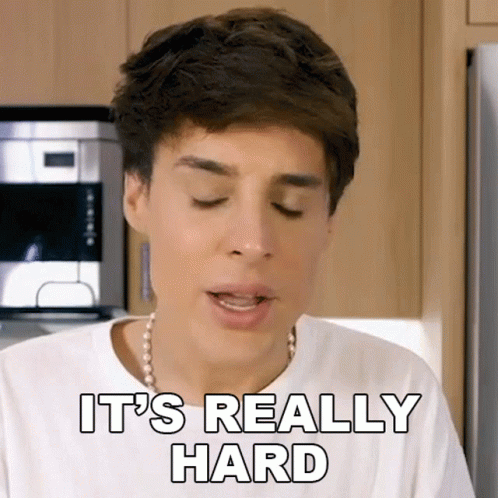 Man In White Shirt Says It's Really Hard Eyes Closed GIF