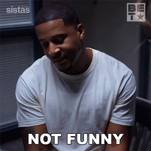 Man in White Shirt Says Not Funny
