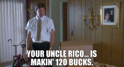 Man in White Shirt Says Your Uncle Rico Makin 120 Bucks