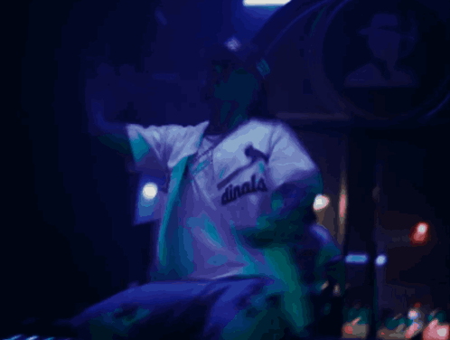 Man In White Shirt Singing Into Microphone Saying Dinals GIF