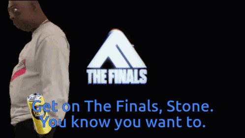 Man in White Shirt Standing in Front of The Finals Sign