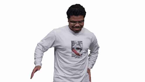 Man in White Shirt with Picture