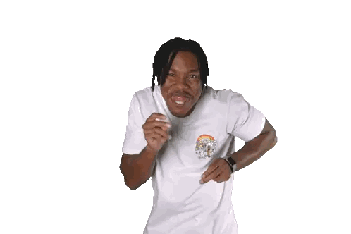 Man in White Shirt with Rainbow