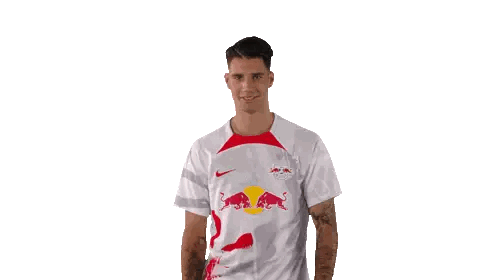 Man in White Shirt with Red Bull