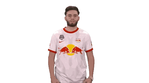 Man in White Shirt with Red Bull