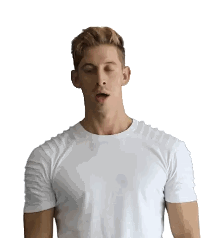 Man in White Shirt with Tongue Out
