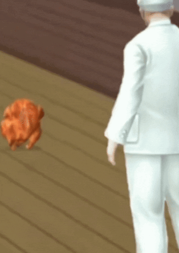 Man In White Suit And Hat Walking On Wooden Floor GIF