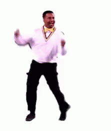 Man In White Sweater And Black Pants Dancing GIF