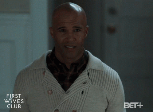 Man in White Sweater Saying First Wives Club