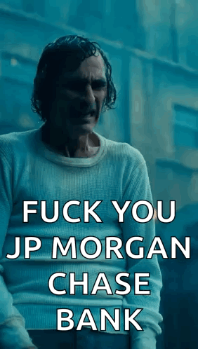 Man In White Sweater With F**k You JP Morgan GIF