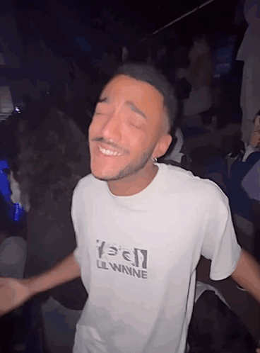 Man In White T-Shirt With Yes Lil Winnie GIF