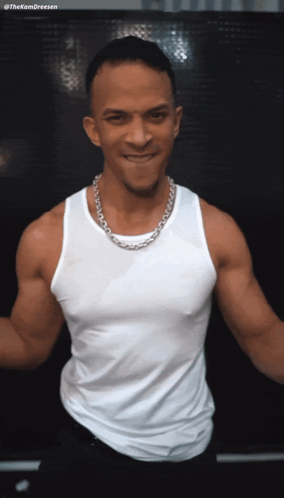 Man In White Tank Top And Silver Chain GIF